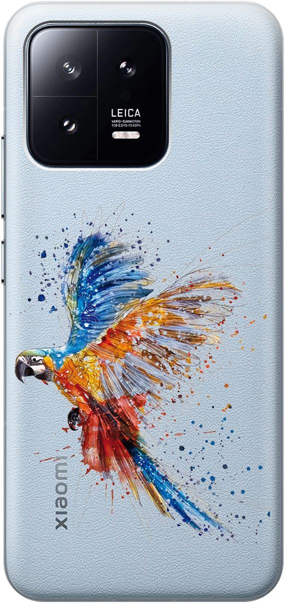

Силиконовый чехол на Xiaomi 13 с 3D принтом "Colorful Parrot" прозрачный, Прозрачный;голубой, 159019