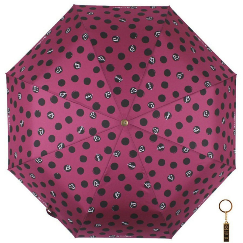 Комплект брелок+зонт складной женский автоматический 16053 FJ фиолетовый Flioraj