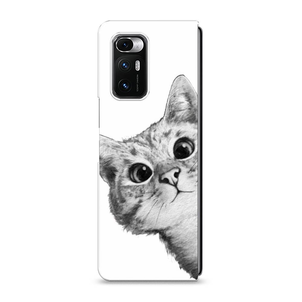 фото Силиконовый чехол "кот рисунок черно-белый" на xiaomi mi mix fold awog