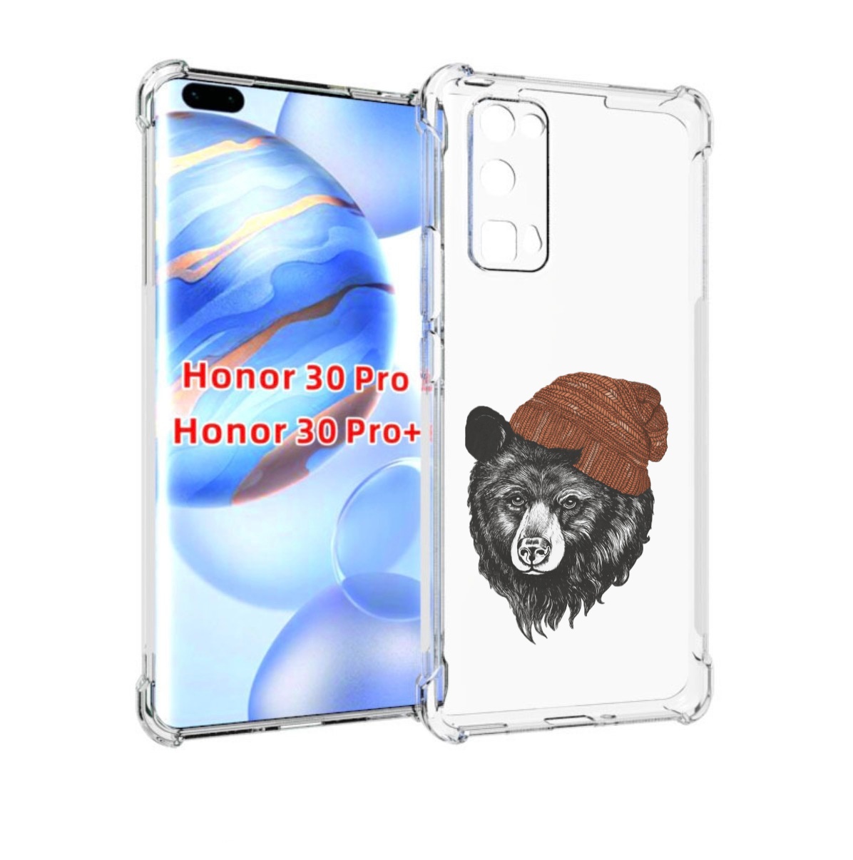

Чехол бампер MyPads Медведь в шапке 2 для Honor 30 Pro Honor, Прозрачный, Tocco