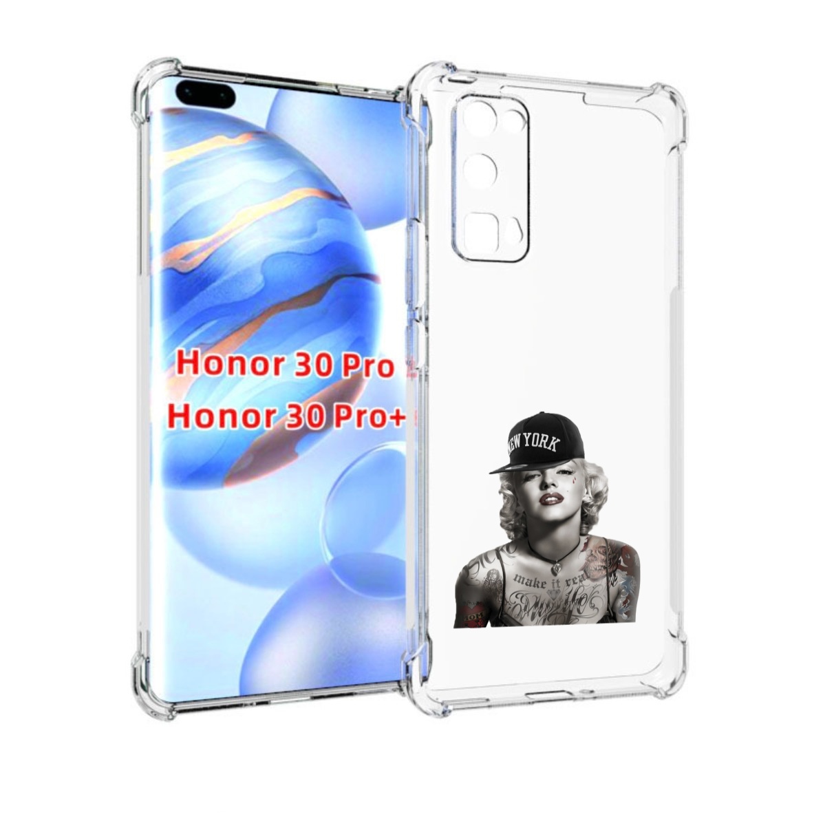

Чехол бампер MyPads Мерлин Монро с тату женский для Honor, Прозрачный, Tocco