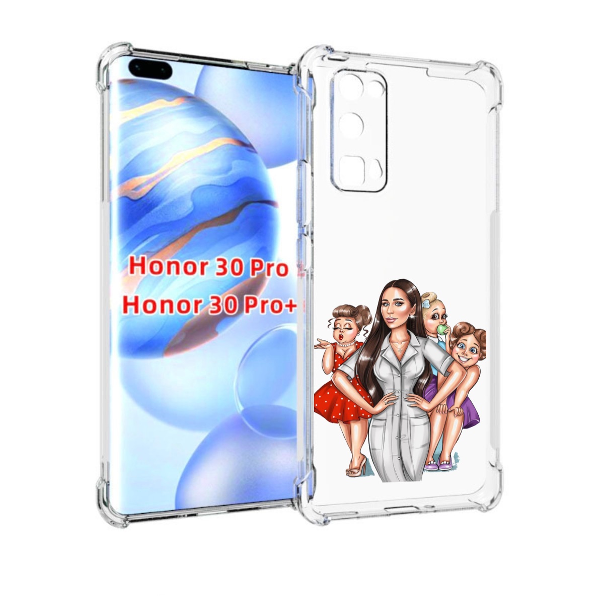 

Чехол бампер MyPads Милые-дамы женский для Honor 30 Pro, Прозрачный, Tocco