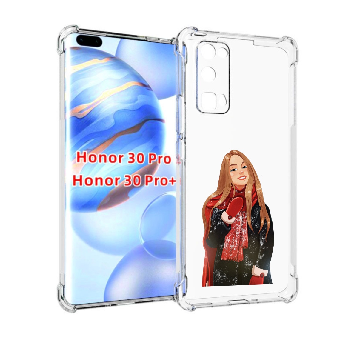 

Чехол бампер MyPads Новогодний-зимний-арт женский для Honor, Прозрачный, Tocco