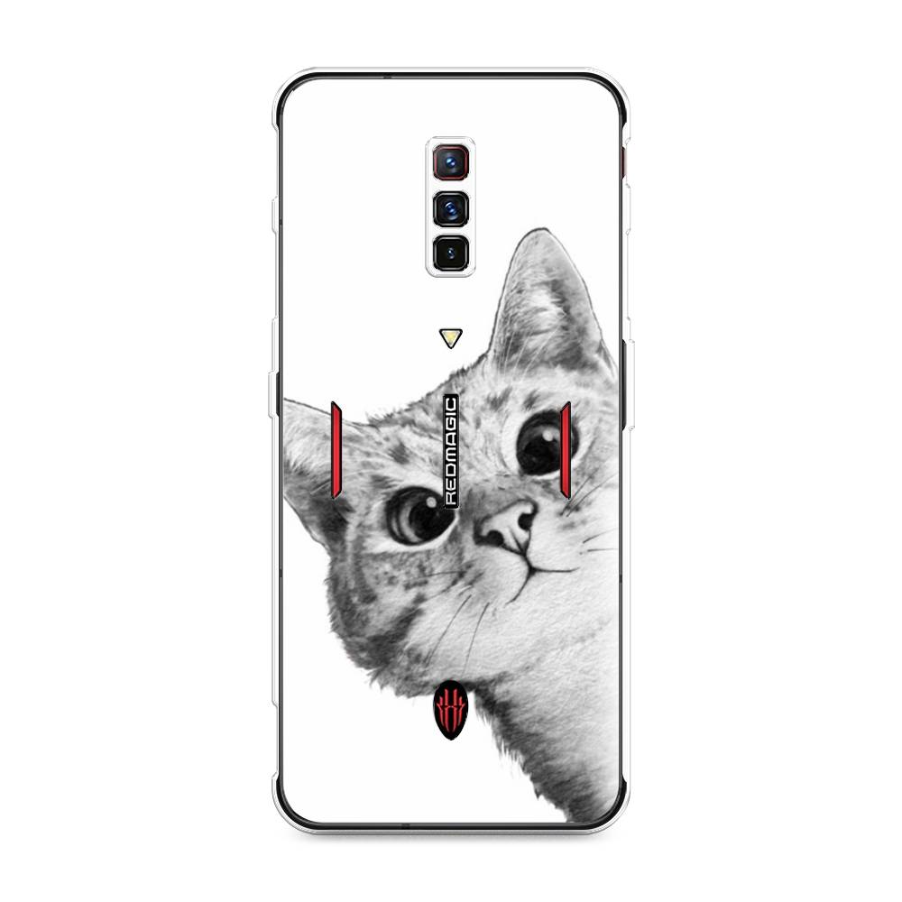 фото Силиконовый чехол "кот рисунок черно-белый" на zte nubia red magic 6 awog