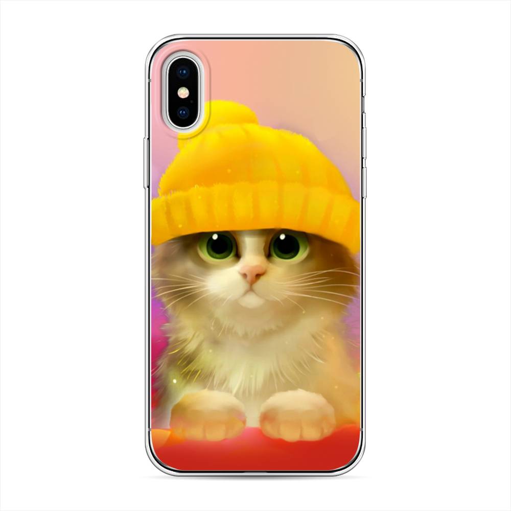 фото Силиконовый чехол "котенок в желтой шапке" на apple iphone xs (10s) awog