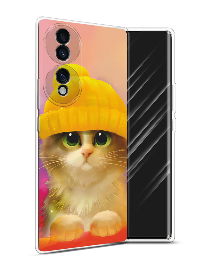 

Чехол Awog на Honor 70 "Котенок в желтой шапке", Разноцветный, 6108250-2
