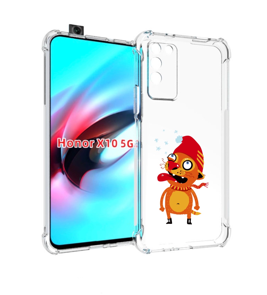 

Чехол MyPads Зимний кот для Honor X10, Прозрачный, Tocco