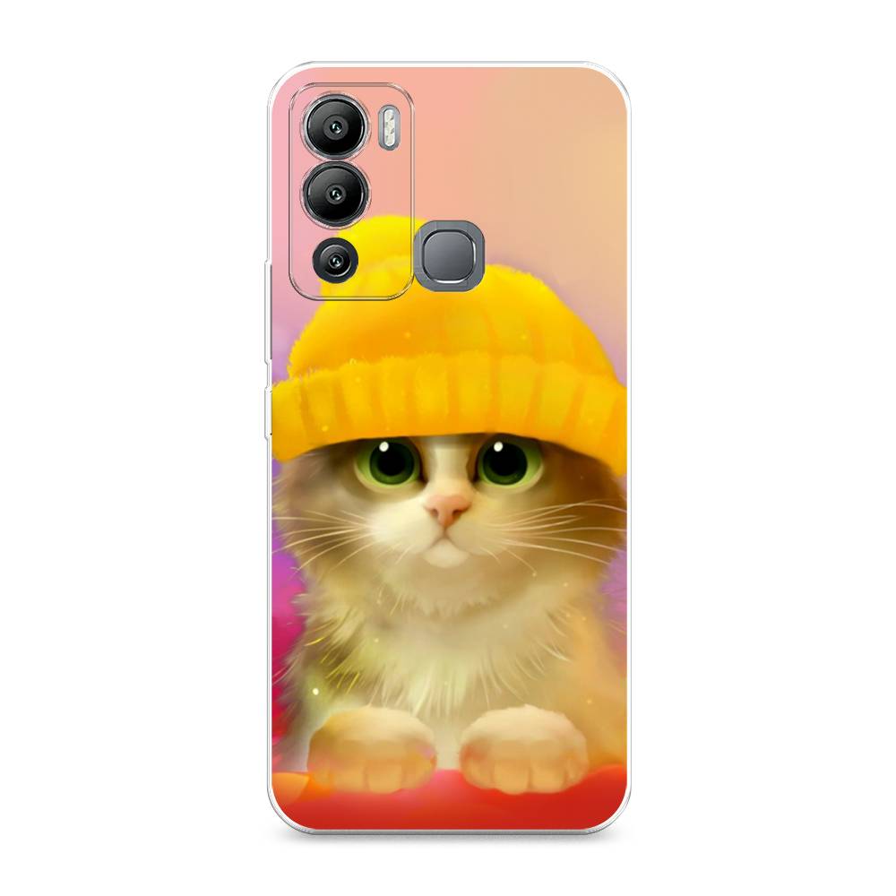 фото Силиконовый чехол "котенок в желтой шапке" на infinix hot 12i awog