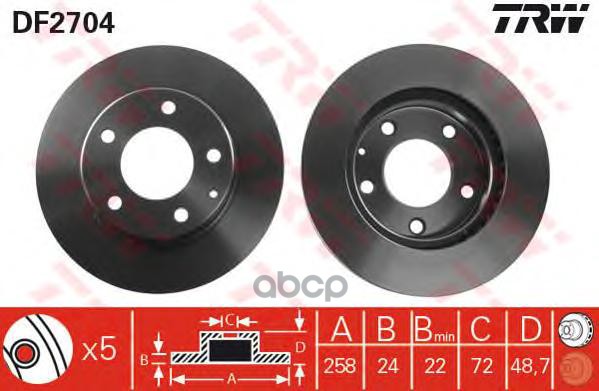 

TRW 'DF2704 Диск тормозной передний MAZDA 626 TRW DF2704 1шт