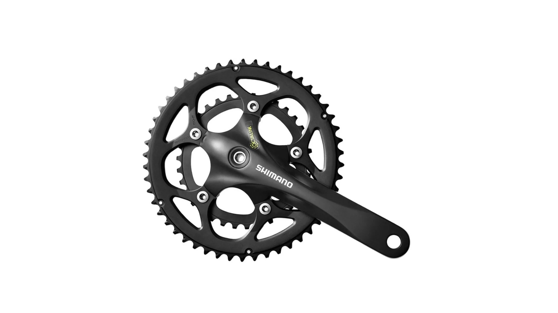 

Система Shimano Sora, FC-R3450, 50/34T, 2x9 скоростей, 170мм, интегрированный вал, черна, Черный
