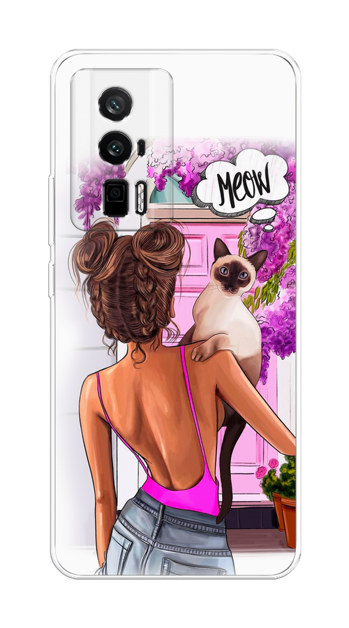 

Чехол Awog на Redmi K60 "Девушка с кошкой", Розовый;коричневый, 317450-1