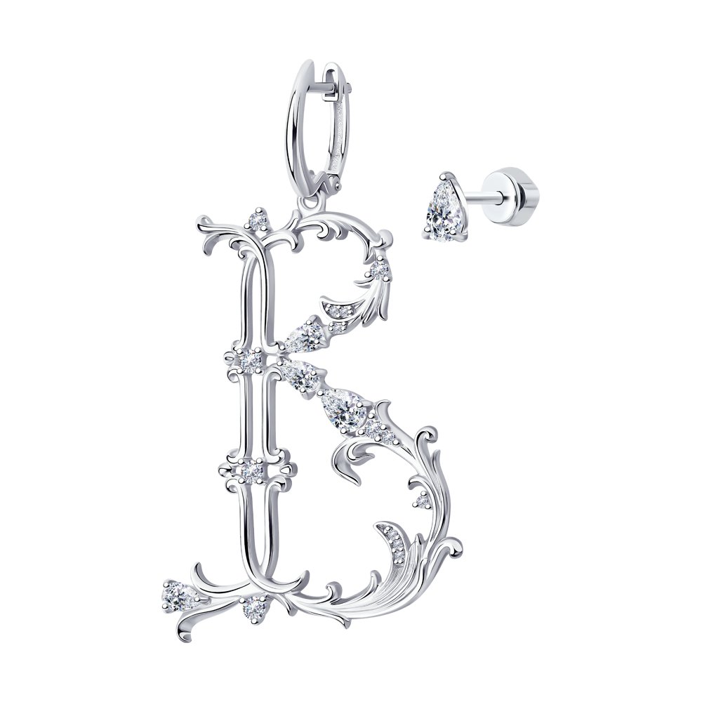 

Серьги из серебра с фианитом SOKOLOV 94024491, 94024491