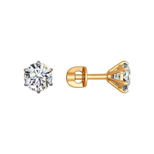 

Серьги пусеты из красного золота SOKOLOV 026702, фианит, 026702