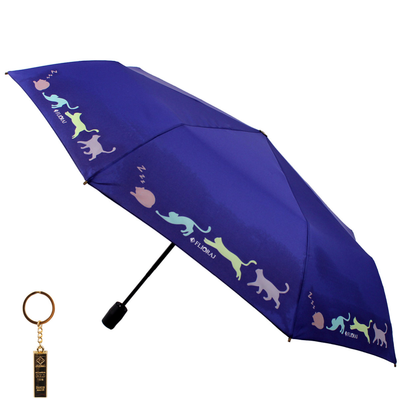 Зонт складной женский автоматический Flioraj 21051 FJ синий