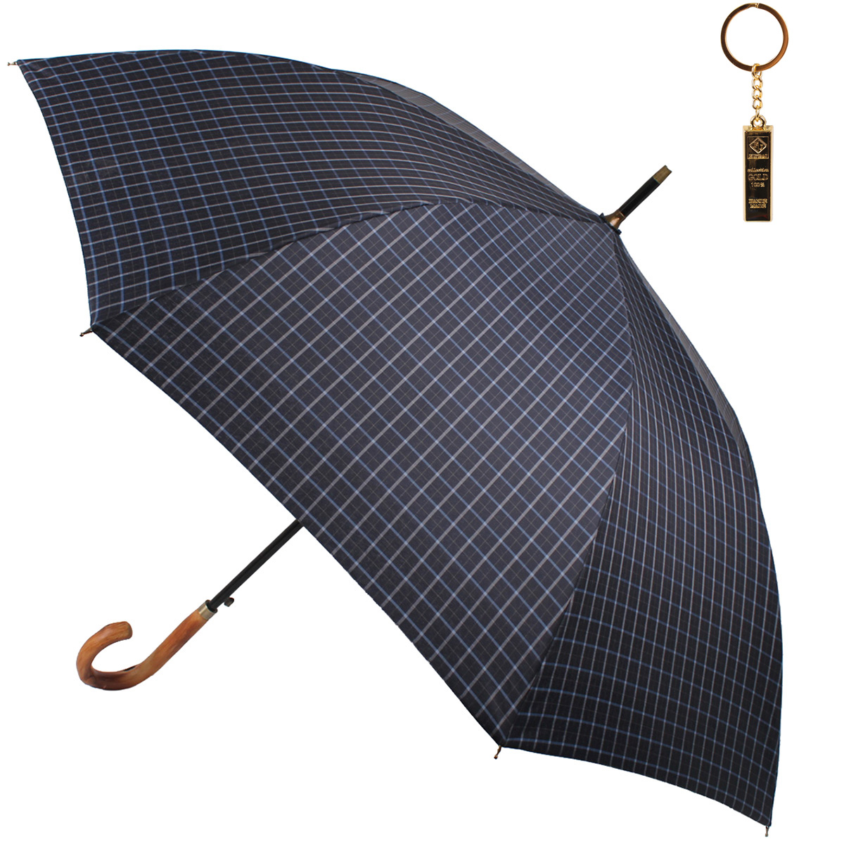 Комплект брелок+зонт трость мужской полуавтоматический Flioraj 23241 FJ синий