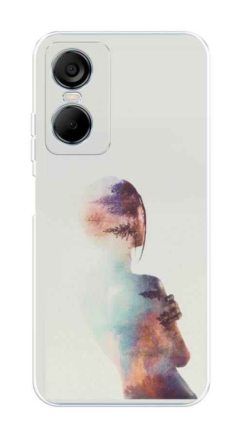 

Чехол на Tecno Pop 6 Pro "Девушка-лес", Розовый;голубой;серый, 302750-1