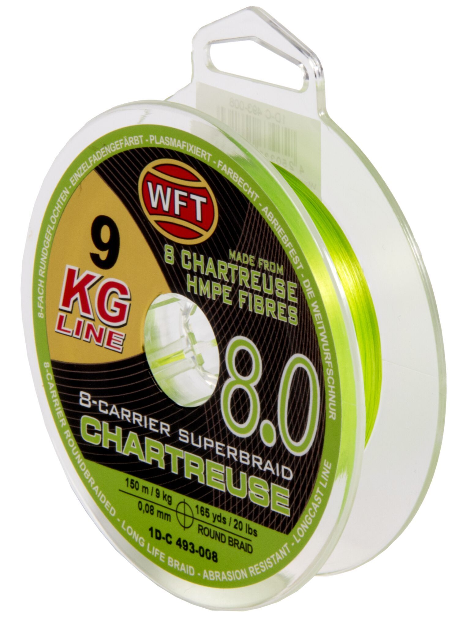 Рыболовная леска WFT KG x8 150 м, 0.08 мм Chartreuse