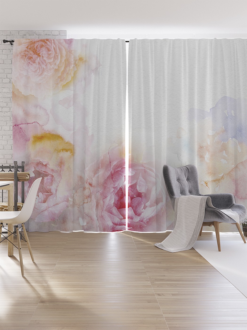 

Шторы под лён JoyArty "Призрачные розы", серия Oxford DeLux, 340х265 см, Призрачные розы