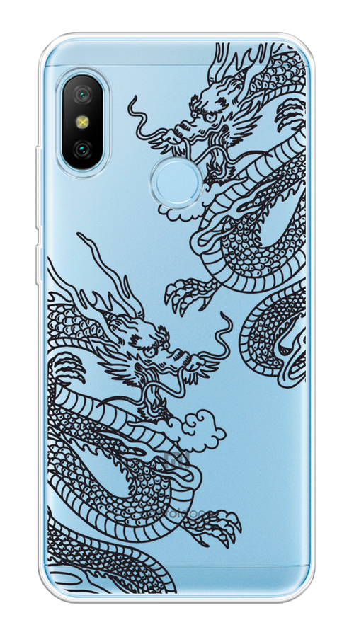 

Чехол на Xiaomi Redmi 6 Pro/6 Plus/Mi A2 Lite "Два китайских дракона", Серый;черный, 34250-1
