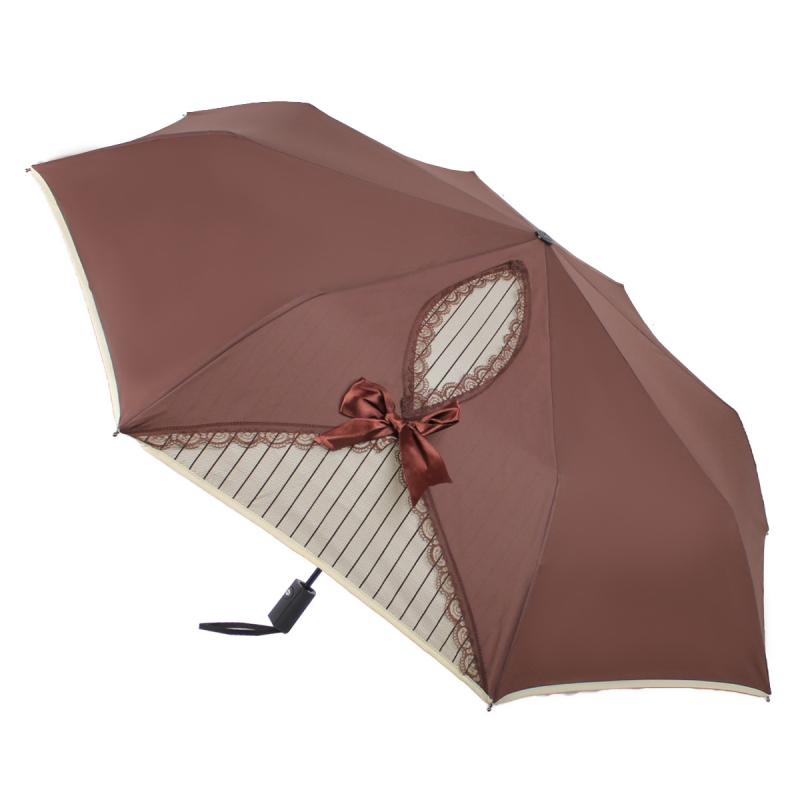 Зонт складной женский автоматический Flioraj 20001 FJ коричневый
