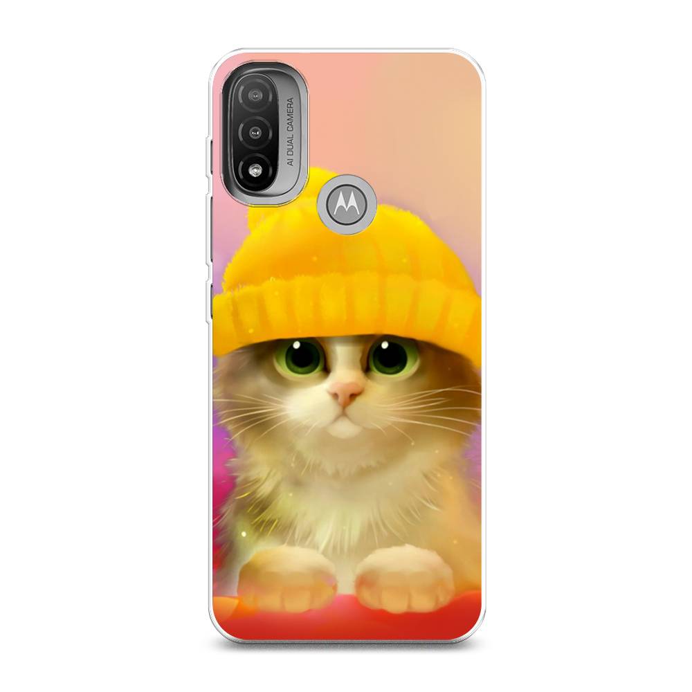 фото Силиконовый чехол "котенок в желтой шапке" на motorola moto e20 awog