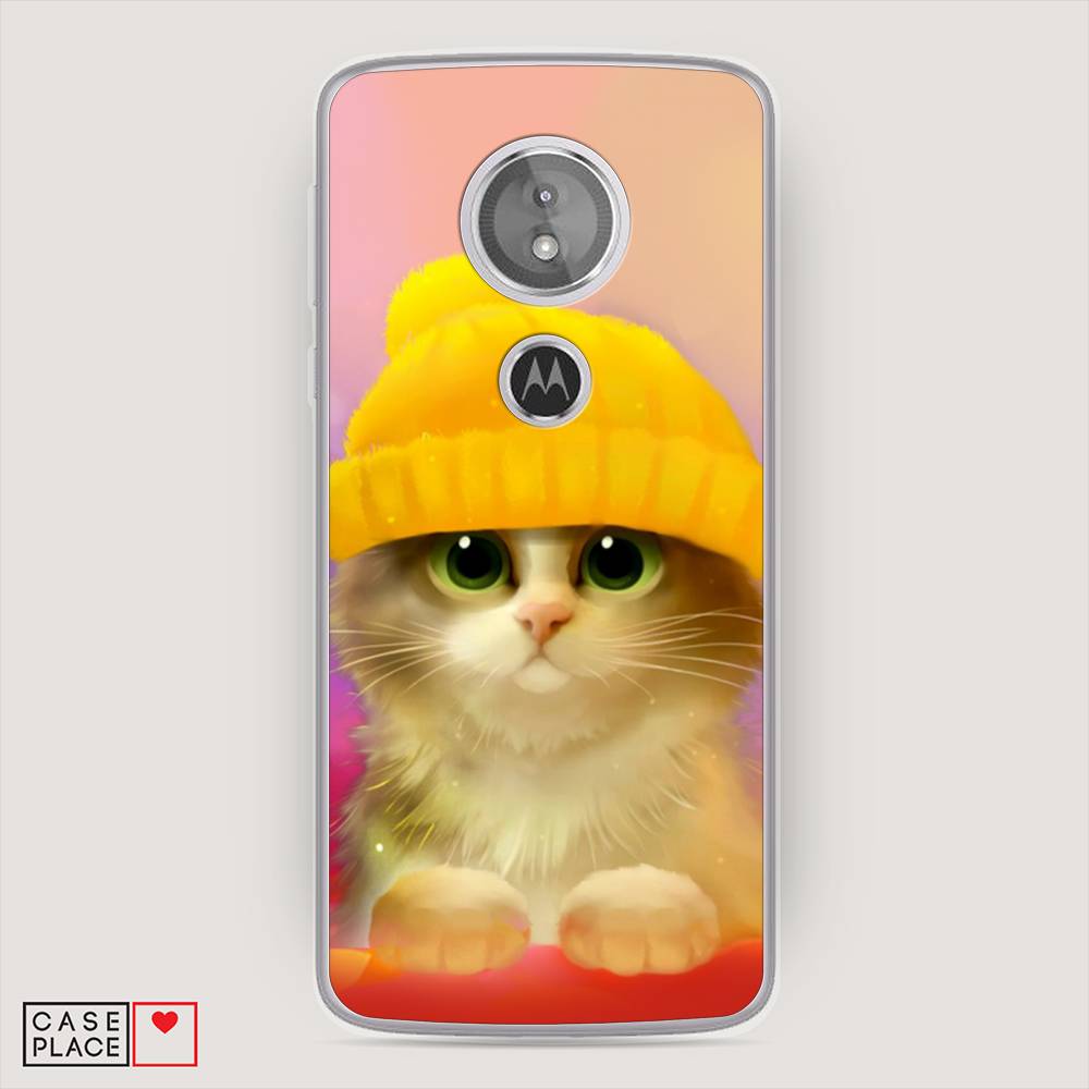 фото Силиконовый чехол "котенок в желтой шапке" на motorola moto e5 awog