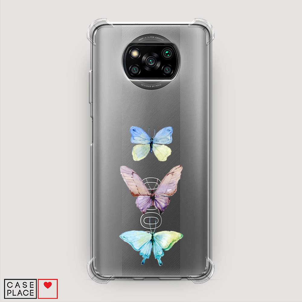фото Противоударный силиконовый чехол "акварельные бабочки" на xiaomi poco x3 pro awog