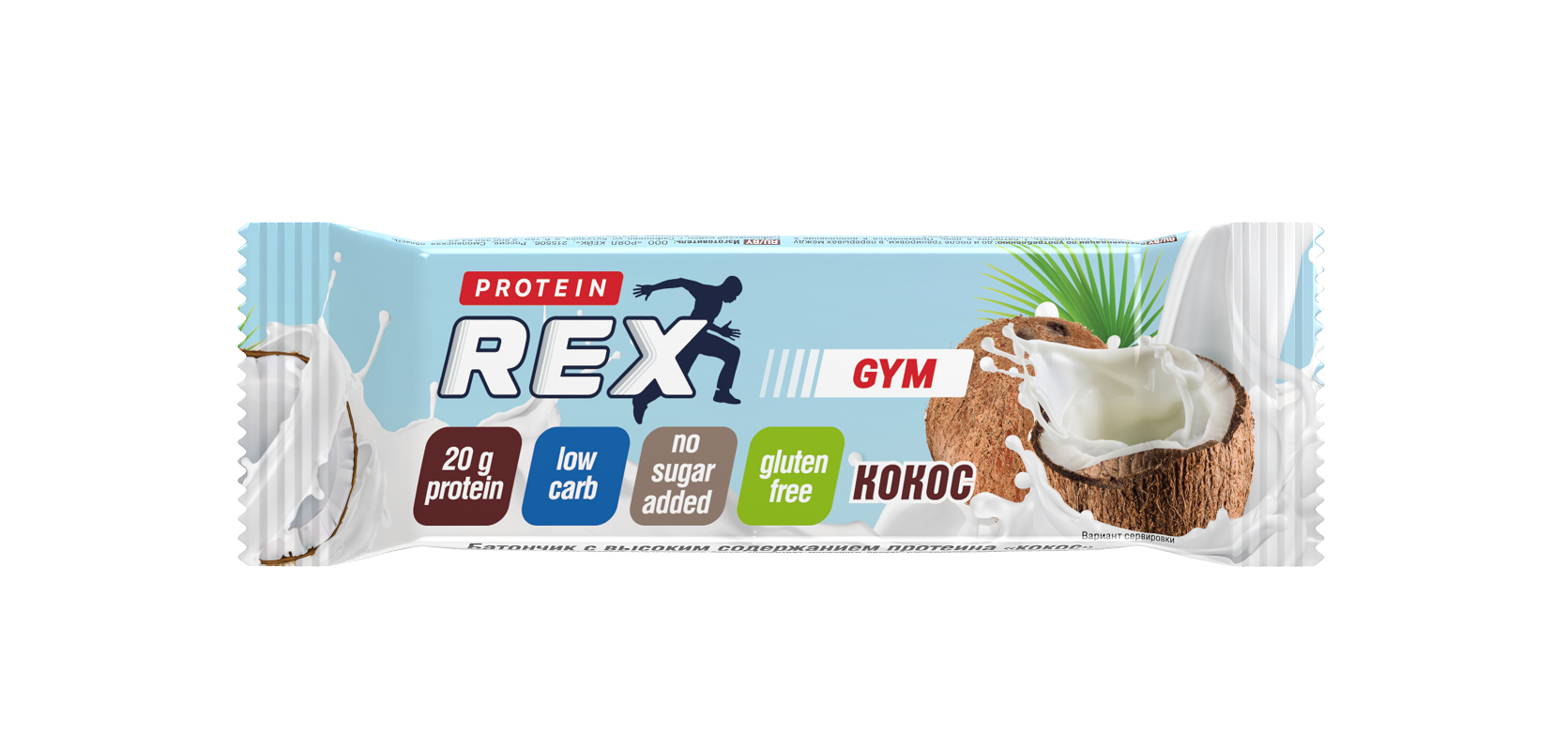 Батончик ProteinRex 33% протеина, кокос, без сахара, 60 г