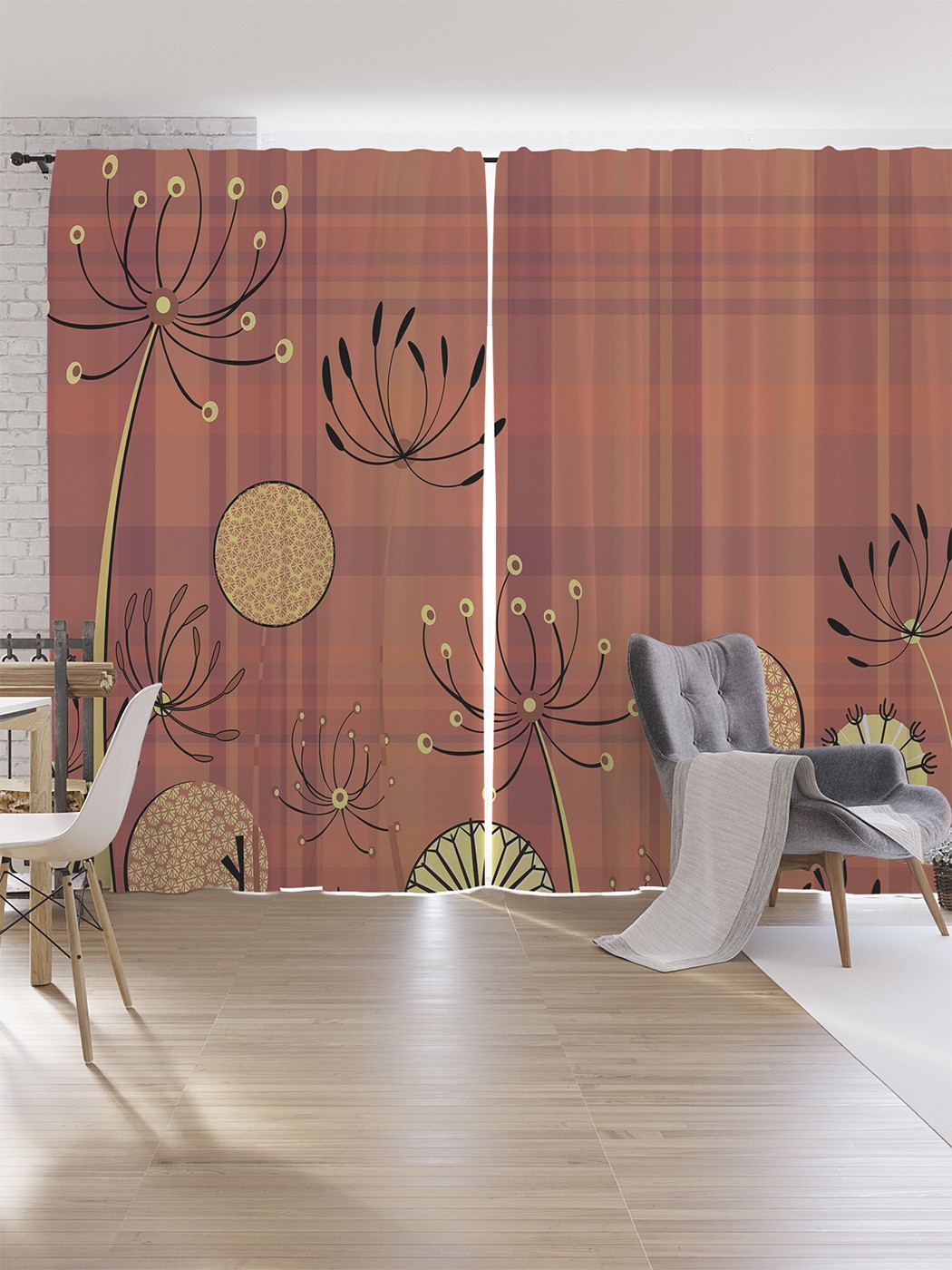 

Шторы под лён JoyArty "Коралловая поляна", серия Oxford DeLux, 340х265 см, Коралловая поляна