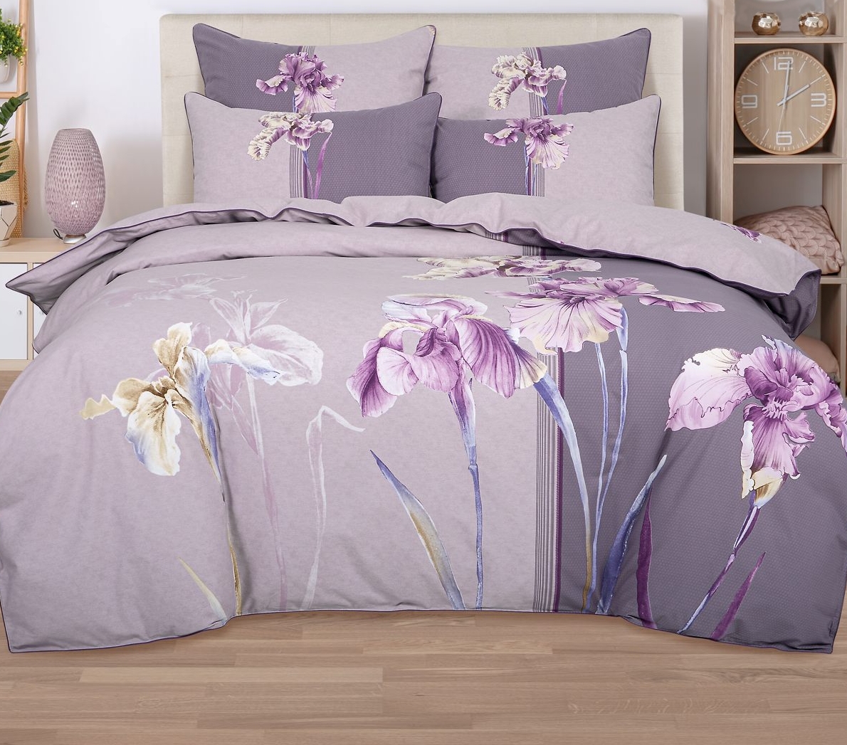 Комплект постельного белья Арт Элегант Синтия двуспальный с европростыней велюр фиолетовый