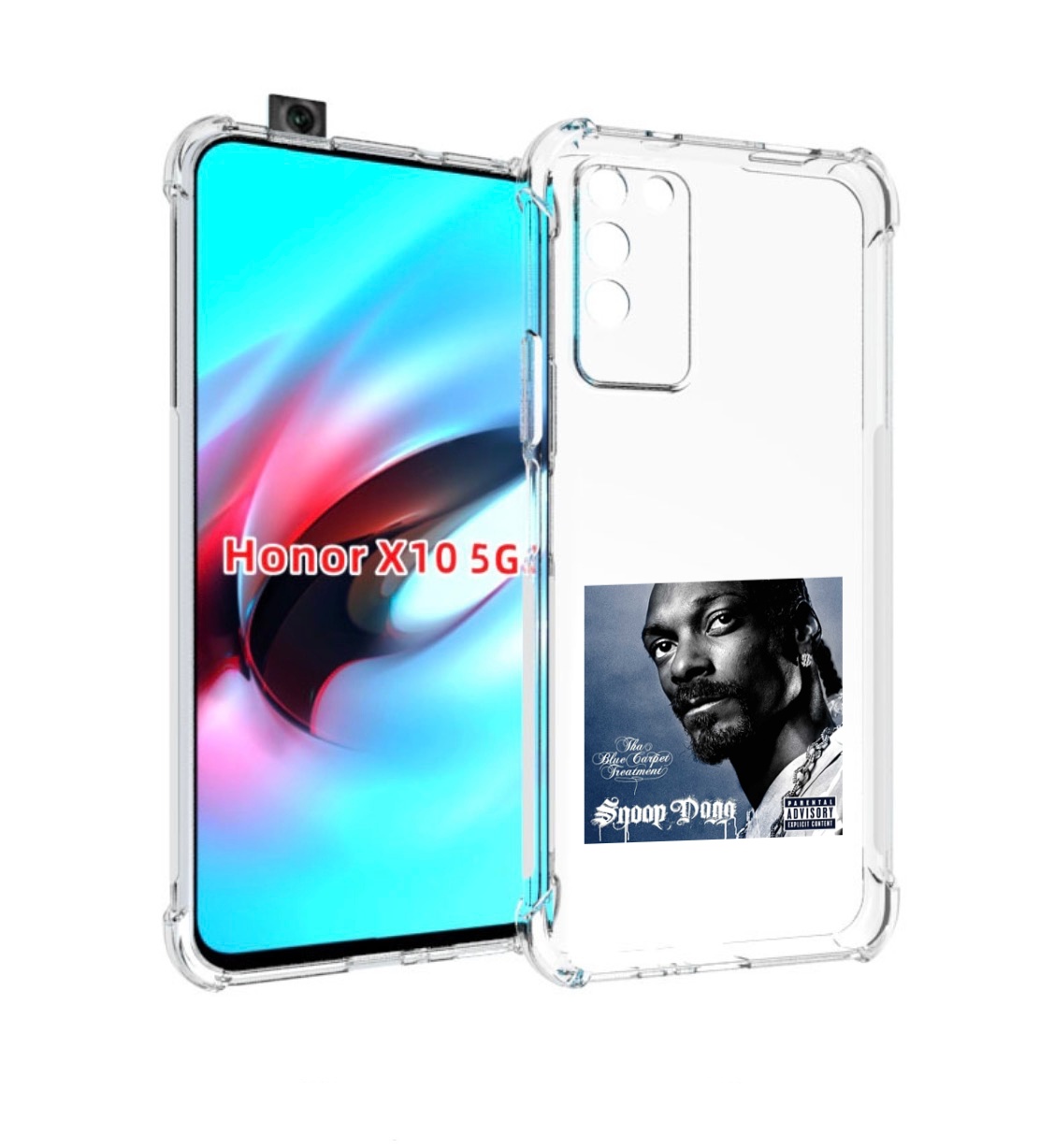 

Чехол MyPads Snoop Dogg THA BLUE CARPET TREATMENT для Honor X10, Прозрачный, Tocco
