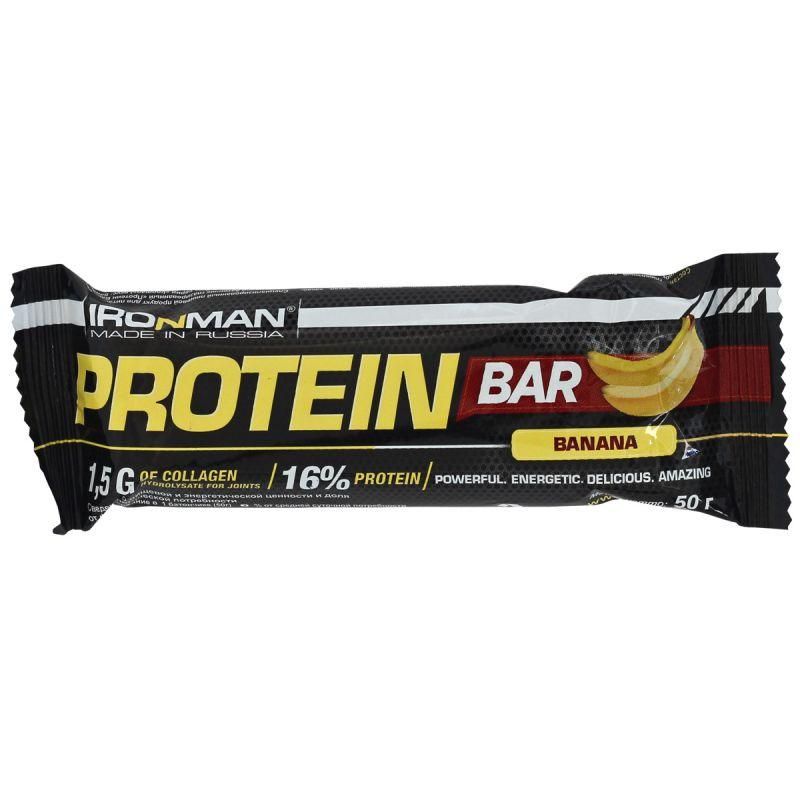Протеиновые батончики Ironman Protein Bar банан-темная глазурь, 50 г