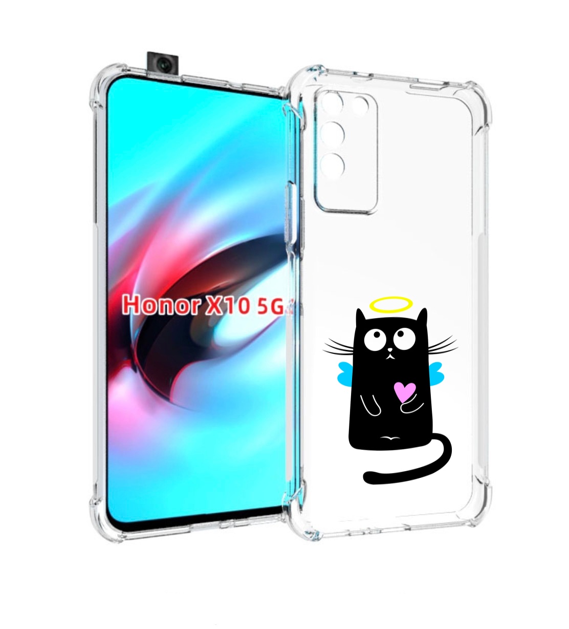 

Чехол MyPads Кот ангелок для Honor X10, Прозрачный, Tocco