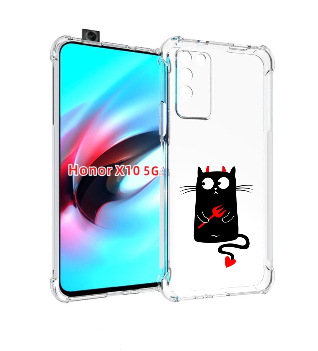 

Чехол MyPads Кот демон для Honor X10, Прозрачный, Tocco