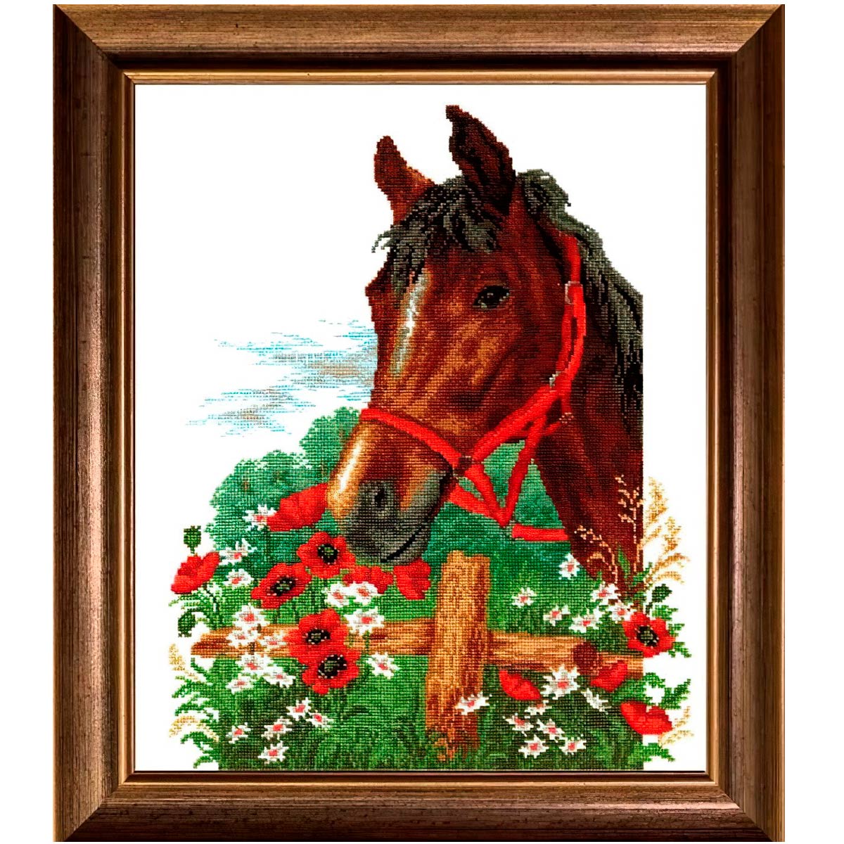 Вышивка крестом РС-Студия Лошадь в маках 693429