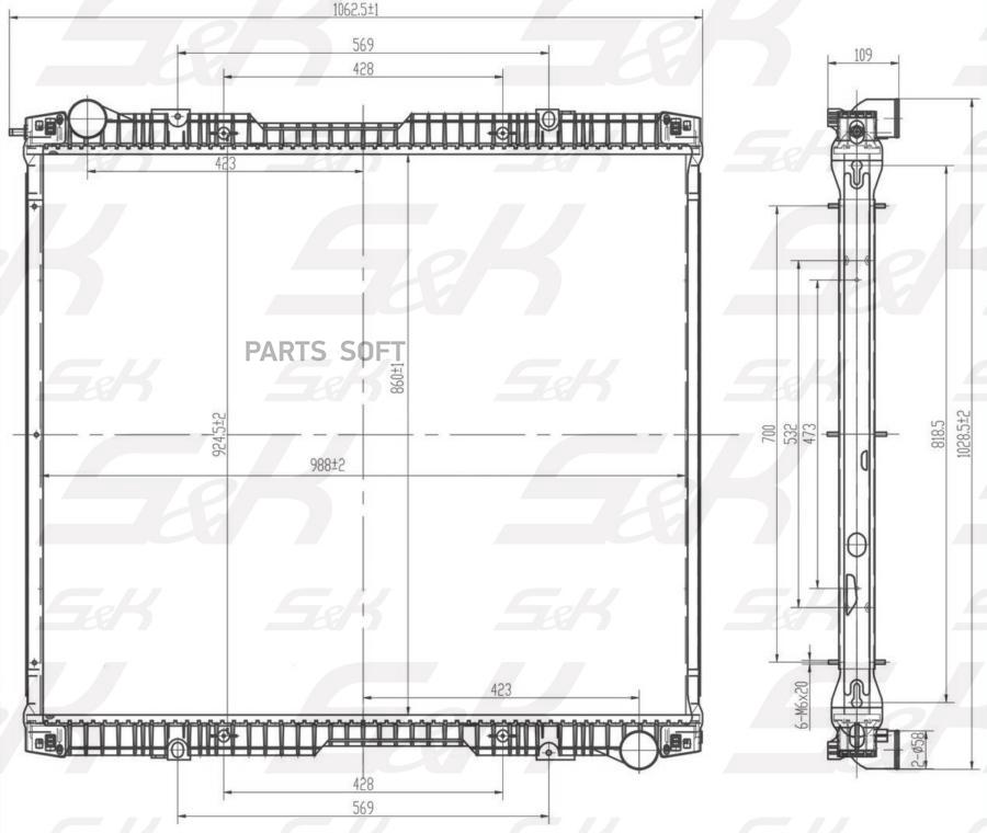 

Радиатор Охлаждения Двигателя Пластик/Алюминий 860X990X40 С Рамкой