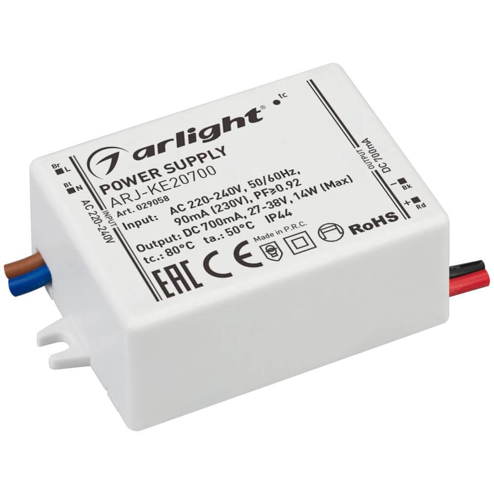 

Драйвер Arlight ARJ-KE20700 27-38V 14W IP44 0,7A 029058, Белый, 029058 ARJ-KE