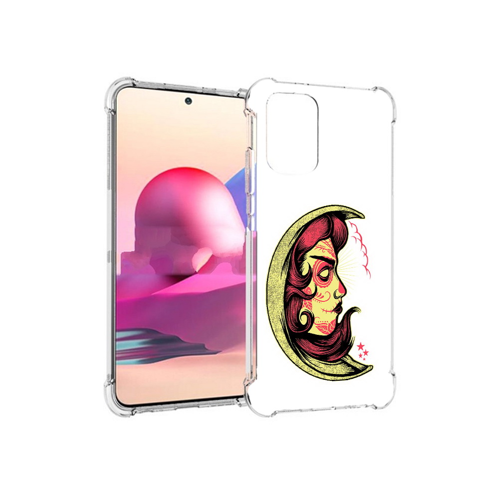 

Чехол MyPads Tocco для Xiaomi Redmi Note 10S желтый полумесяц с лицом девушки, Прозрачный, Tocco