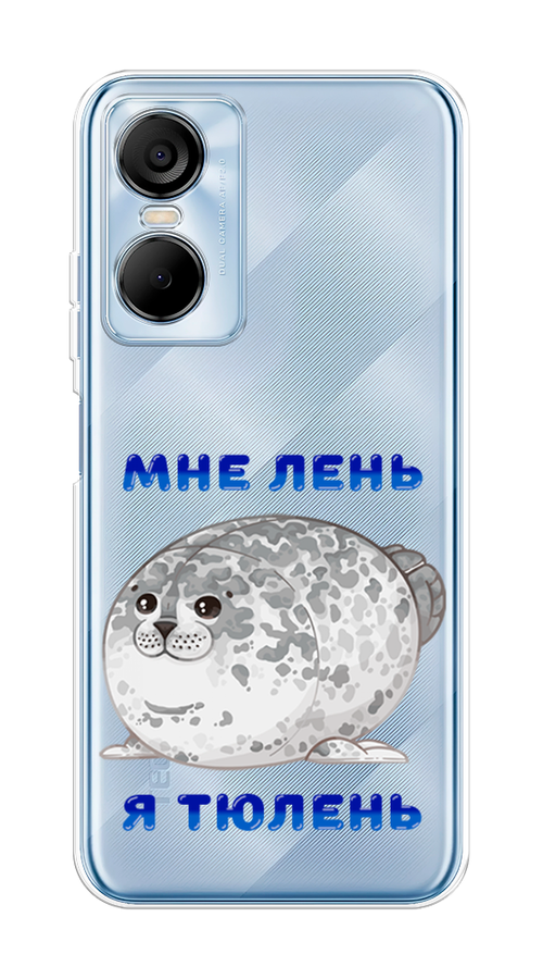 

Чехол на Tecno Pop 6 Pro "Лень-тюлень", Серый;синий, 302750-1