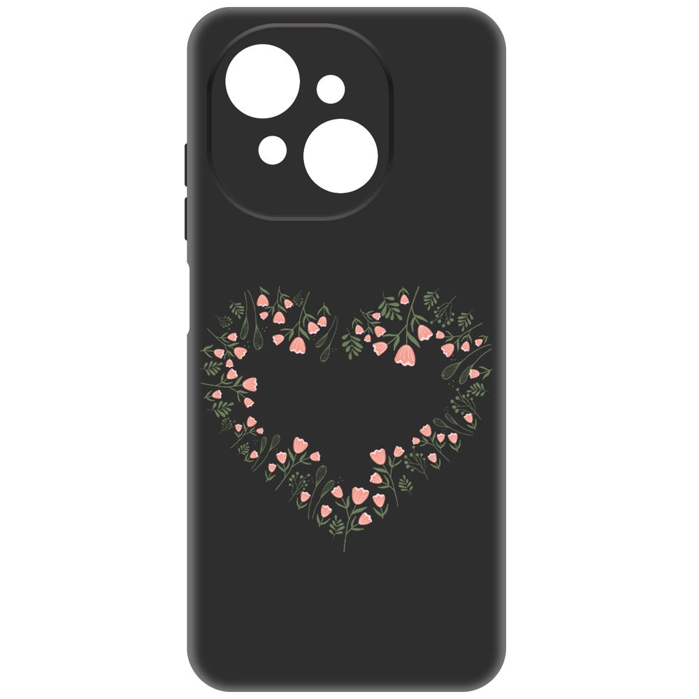

Чехол-накладка Krutoff Soft Case Цветочное сердце для Tecno Spark Go 1 черный