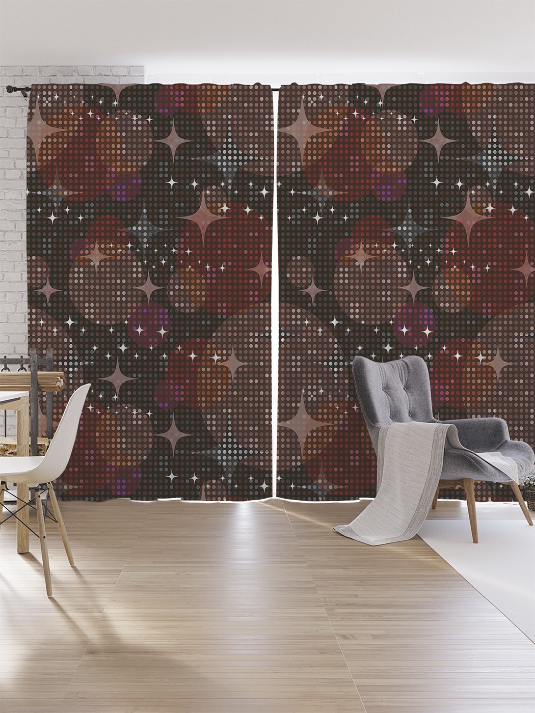 

Шторы под лён JoyArty "Сверкающие блики в ночи", серия Oxford DeLux, 340х265 см, Сверкающие блики в ночи