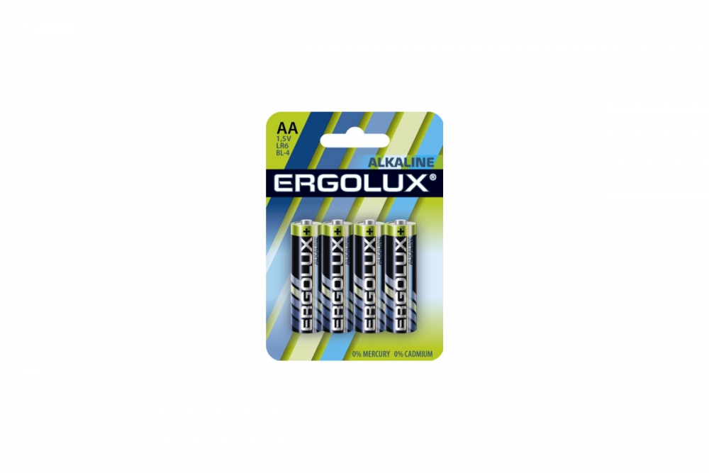 Набор из 4 шт, Батарейка Ergolux Alkaline BL-4 (AA - LR6, 1.5В)