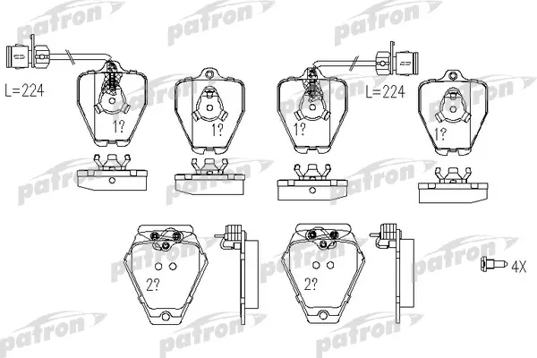 Колодки тормозные дисковые передн AUDI: 100 94-94, 100 Avant 94-94, A8 94-02 PATRON PBP985