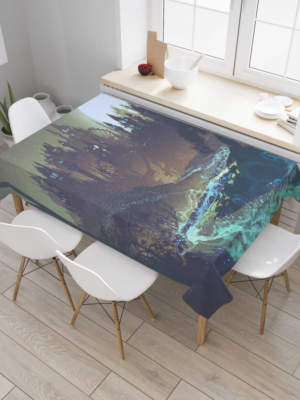 

Скатерть прямоугольная JoyArty "Лунный свет в лесу" из сатена, 120x145 см, Синий, Лунный свет в лесу