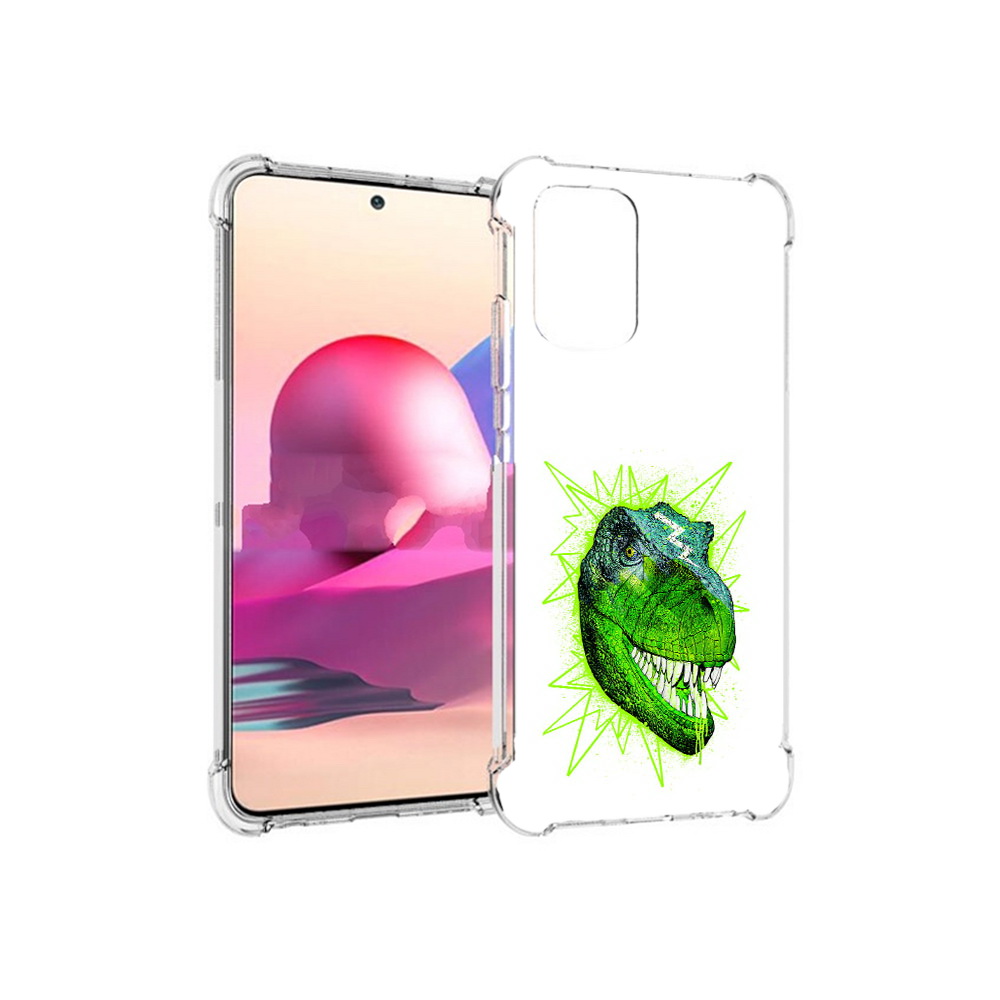 

Чехол MyPads Tocco для Xiaomi Redmi Note 10S зеленый динозавр (PT158704.257.358), Прозрачный, Tocco