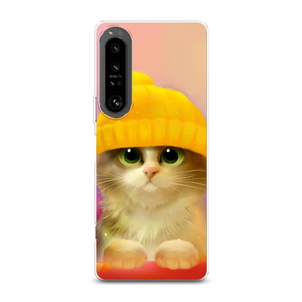 фото Силиконовый чехол "котенок в желтой шапке" на sony xperia 1 iv awog