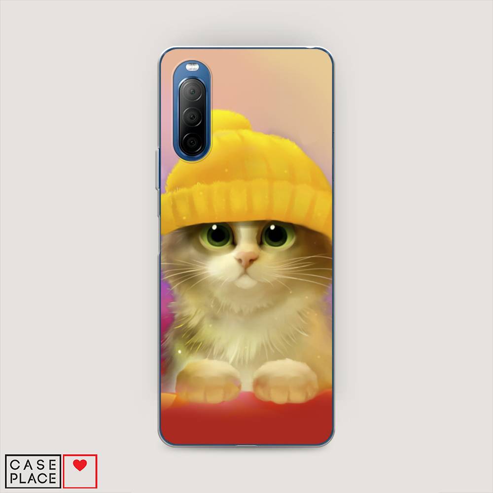 фото Силиконовый чехол "котенок в желтой шапке" на sony xperia 10 ii awog