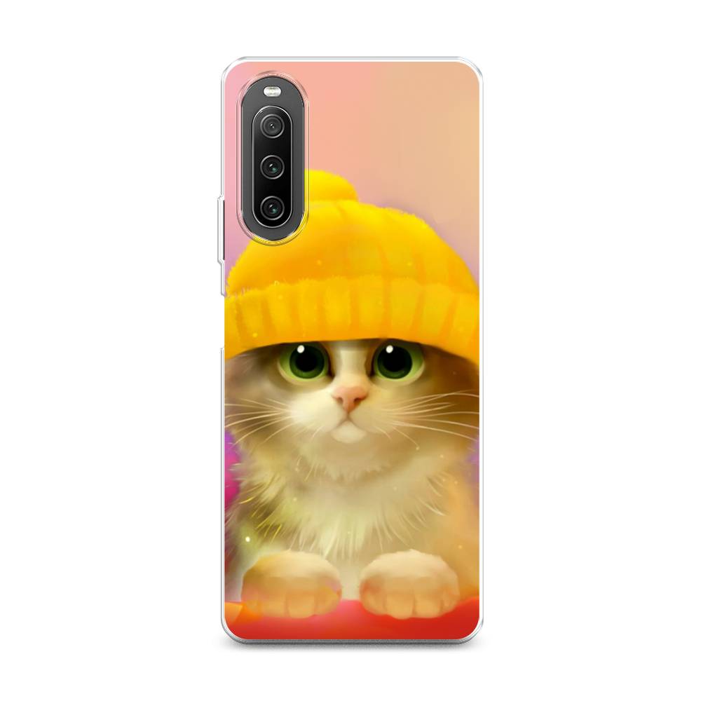 фото Силиконовый чехол "котенок в желтой шапке" на sony xperia 10 iv awog