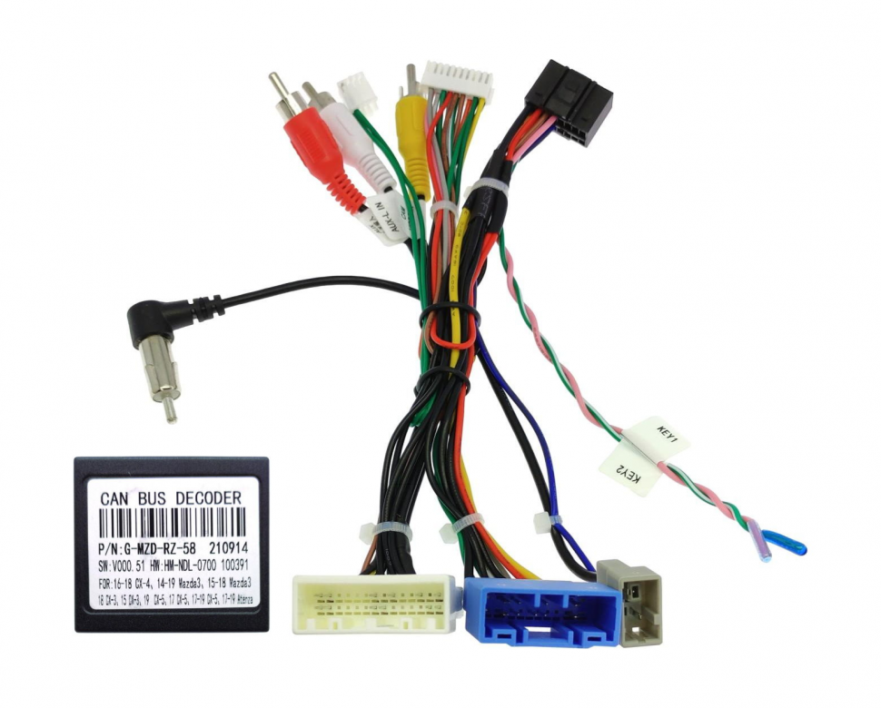 Комплект проводов для установки Wide Media в Mazda 2014+ (основной, USB, CAN, CAM, AMP)