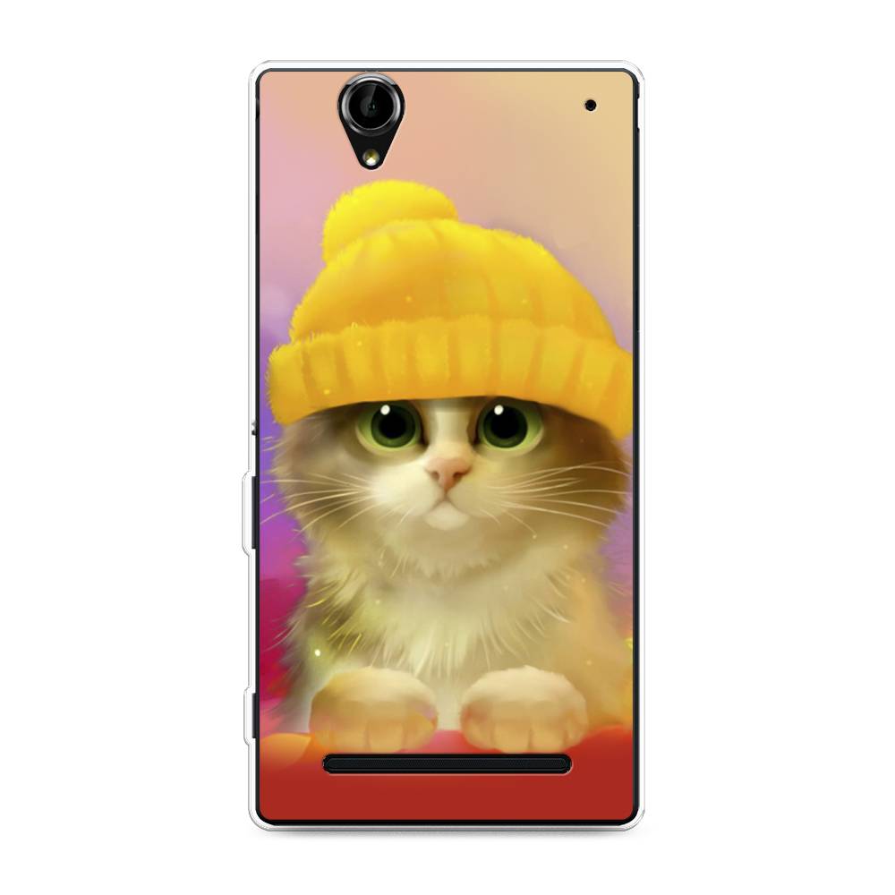 фото Силиконовый чехол "котенок в желтой шапке" на sony xperia t2 ultra awog